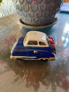 Blau Oldtimer Auto Porzellan Weihnachtsschmuck 3,5" - Bild 1 von 6