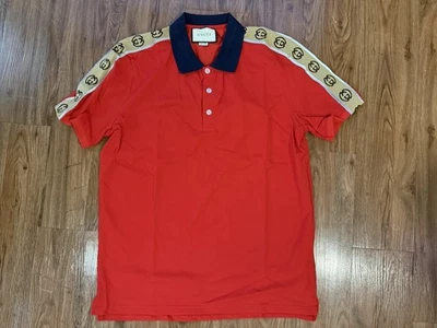 Camisa polo GG personalizada sob medida vermelha tamanho EUR XL usada. - Imagem 1 de 4