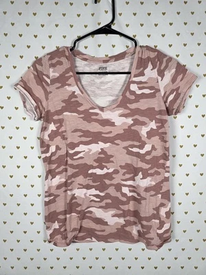 Camiseta camuflada Victorias Secret rosa gola V XS - Imagem 1 de 2