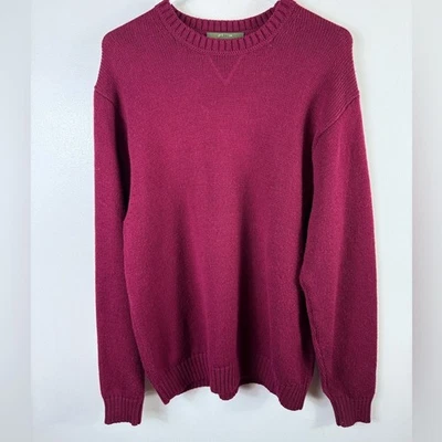 Orvis Mens Crewneck Wool Sweater Burgundy Large Casual Officewear Knit Winter - Image 1 of 4