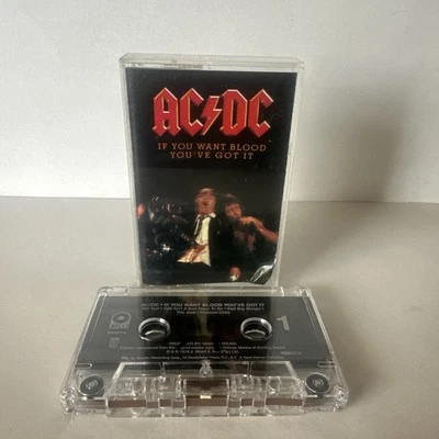 AC/DC IF YOU WANT BLOOD YOU’VE GOT IT 1980 ORIGINAL RARE CASSETTE TAPE - Image 1 of 4