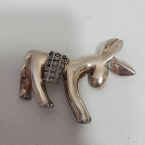 LCL Sterling Silber Vintage Esel Anstecknadel Strass Tier Brosche Pantolette - Bild 1 von 6