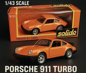 Solido 1/43 Scale Porsche 911 Turbo No 63 Orange Color w/box - Imagen 1 de 10