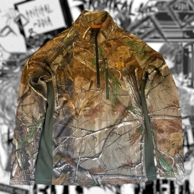 2000s REALTREE X UNDER ARMOUR QUATER ZIP CAMO JACKET SMALL - Image 1 of 3