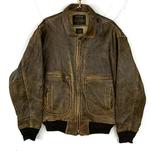 Vintage Sportys Type G-2 Pilot Leather Bomber Jacket Size 46 Made Usa Full Zip - Picture 1 of 6