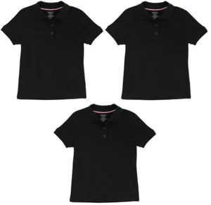 French Toast Girls School Uniform Short Sleeve Polo Shirts, Black, Size M, 3PACK - Picture 1 of 14