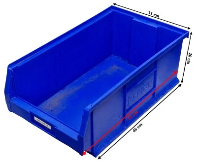 BARTON Sz 7 Large Blue Solid Plastic Stacking Boxes Part Component Workshop Bin - Image 1 of 4