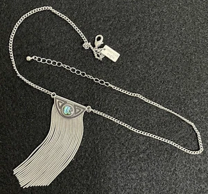 AMERICAN EAGLE~Aztec/Native design fringe half moon shimmer stone chain necklace - Picture 1 of 10