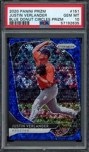 2020 Prizm #151 JUSTIN VERLANDER Blue Donut Circles /199 PSA 10 POP 2 Disco - Picture 1 of 2