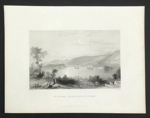  St Peters Island Lake of Bienne Switzerland After Bartlett steel 1842 engraved  - Picture 1 of 2