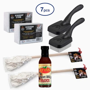Better Grillin BBQ Barbecue Grill Accessories Bundle Kit Mop Stone Sauce Handle - Picture 1 of 32