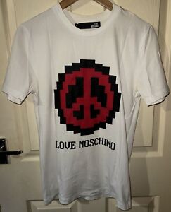 Love Moschino Pixel Peace Logo Design T-Shirt Size Medium 100% Authentic