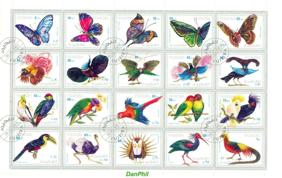 Fujeira 1972 Mi#1160-1179 "Mariposas y pájaros exóticos" - gest. CTO - EUAE Foto 1 de 1