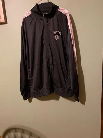 Zipway NBA Men's Brooklyn Nets Full Zip Black  Jacket Sewn On Patch Size XXL Cover
