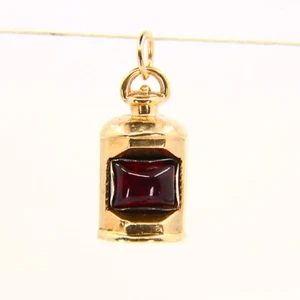 Vintage 9ct Red Nautical Lantern Charm – Hallmarked Gold Port Side Pendant - Picture 1 of 10