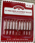 1 Pack of 10 Mini Replacement Bulbs Clear 12v 80mA Christmas New Factory Sealed