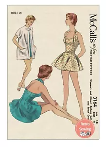 1950s Skirted Bathing Suit and Jacket Sewing Pattern Bust 36 - Picture 1 of 3