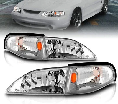94-98 Ford Mustang GT SVT Cromo Faros de Repuesto + Señal de Esquina Combo Foto 1 de 4