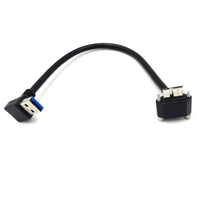 Down Angle USB 3.0 A Male to Micro B UP Angled Cable Data Charging Screw Lock - Image 1 of 4