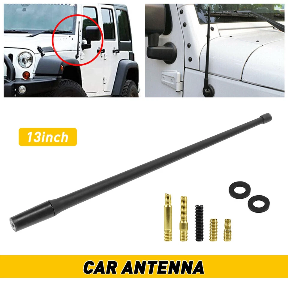 13英寸天线桅杆黑色电源收音机适用于JEEP WRANGLER JK/JL 07-22 GLADIATOR 20-22 — 第 1/4 张图片