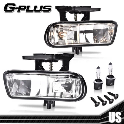 Fit For 99-06 GMC Sierra Yukon 1Pair Chrome Clear Fog Lights Bumper Lamps - Image 1 of 4