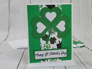 Kit de tarjetas de felicitación feliz día de San Patricio #2 [Lote de 4, hechos a mano, tréboles] - Imagen 1 de 6