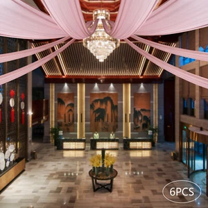Deep Rose Ceiling Drapes for Wedding5Ftx30Ft Sheer Curtains Chiffon Drapin New - Picture 1 of 17