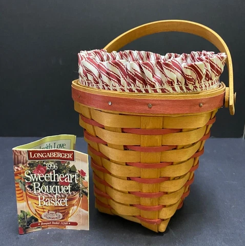 Longaberger 1996 SWEETHEART BOUQUET BASKET  11240 + Liner + Protector & GofS Cover