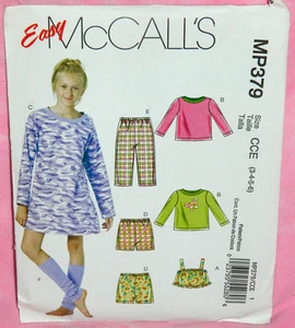 Uncut McCall Girl 3-6 Easy Top Nightgown Shorts Pants & Leg Warmer Pattern MP379 - Picture 1 of 2