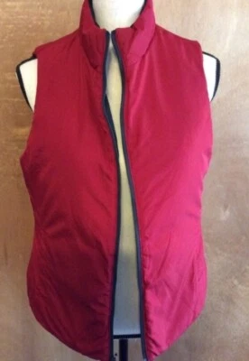 Chaleco acolchado MERONA para mujer M rojo reversible busto negro 39” longitud 23” vintage Foto 1 de 4