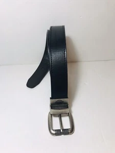 Boys Dickies Reversible Leather Belt Black-Brown Silver-tone Buckle MED 26-28” - Picture 1 of 10