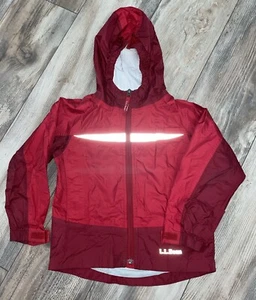 LL Bean Toddler Size 4 Red Windbreaker Rain Coat Unlined Thin Youth Packable - Picture 1 of 7