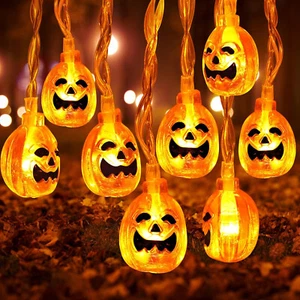30 LED 4,5M Halloween Kürbis Lichterkette Hängend Kürbislaterne Licht Deko - Bild 1 von 5