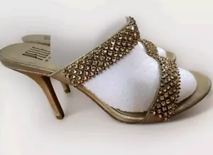 pelle moda Gold Sequins Sandales/ Shoes Slip On Size 6.5 M Shoes - Picture 1 of 13