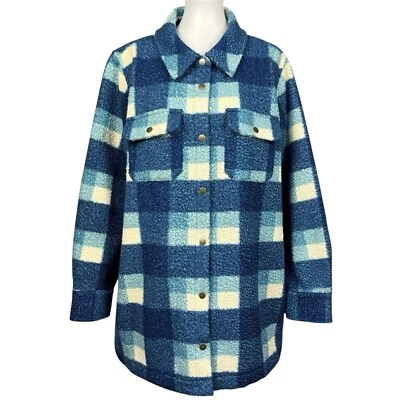 Chaqueta Soft Surroundings para mujer 2X Plus Sherpa polar granero cuadros chaqueta occidental Foto 1 de 4