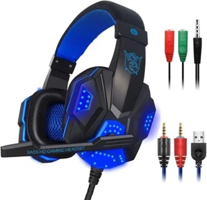 Gaming Headset with Mic and LED Light for Laptop Computer, Cellphone, PS4 and so - Picture 1 of 7