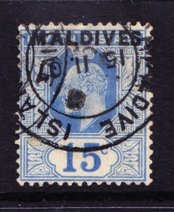 MALEDIVEN IS Edward VI 1906 SG5 15c blue of Ceylon opt - fine used. Katze 180£ - Bild 1 von 2