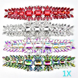 Rhinestone Crystal Applique Trim Chain Sew Wedding Dress Costume Accessory - Picture 1 of 21