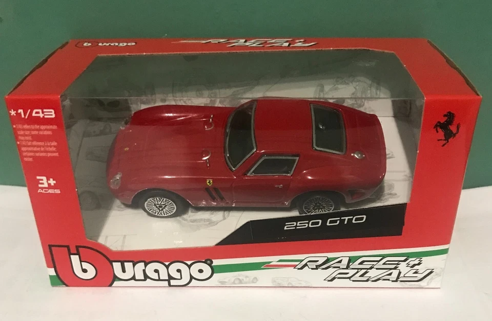 Die Cast 1/43 Modellino Auto Burago Ferrari 250 GTO rossa 1962 - Immagine 1 di 1