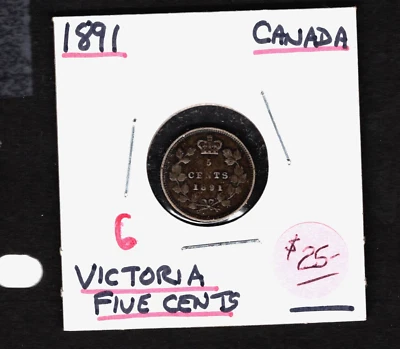 1891- Canada- Victoria Five Cents - Image 1 of 2