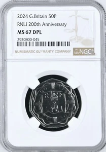 2024 Great Britain Uncirculated 50 Pence RNLI 200TH ANN. NGC MS67 DPL - Picture 1 of 4