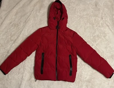 Chaqueta acolchada roja HD Express para hombre talla X-pequeña abrigo forrado cálido con capucha Foto 1 de 4