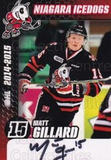 2014-15 Niagara IceDogs Autographed #13 Matt Gillard