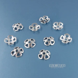 10 tapas de cuentas florales de cuatro pétalos de plata esterlina sólida de 7 mm de colección #33804 - Imagen 1 de 3