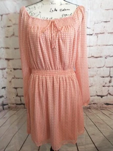 LC Lauren Conrad Orange White Gingham Dress Size Medium Long Sleeve Cottagecore - Picture 1 of 7