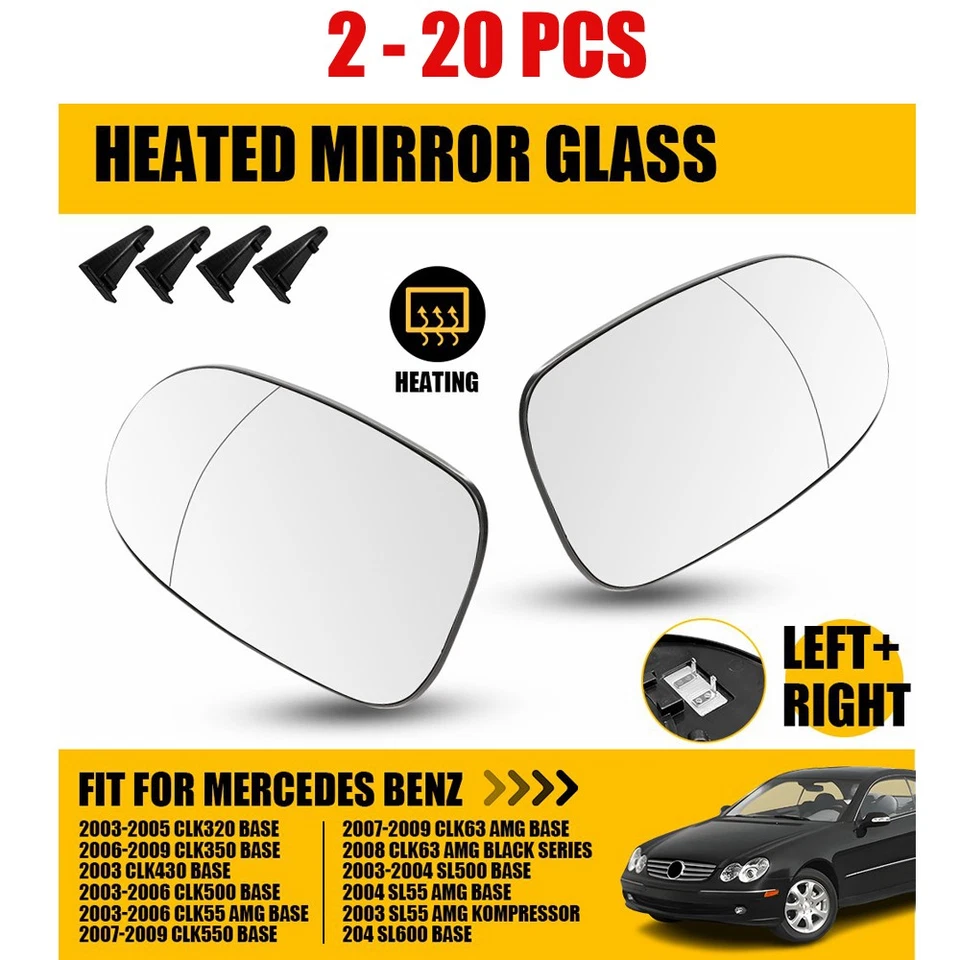 Espejo retrovisor transparente de vidrio térmico derecho y derecho 2-20 piezas para Mercedes Benz CLK500 base 2003-2006 Foto 1 de 4