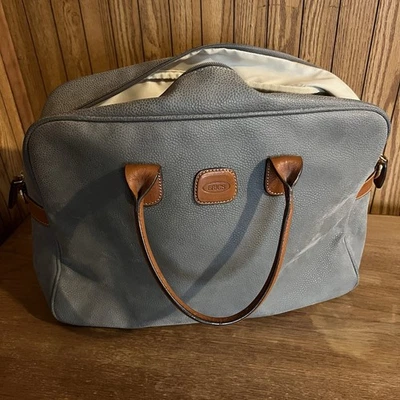 BRIC'S Travel Carryon Bag Grey PVC & Brown Leather Handles read Description - Image 1 of 4