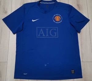 Y2K 2009 Blue Manchester United Nike 40th Anniversary AIG Soccer Jersey - sz XL - Picture 1 of 10