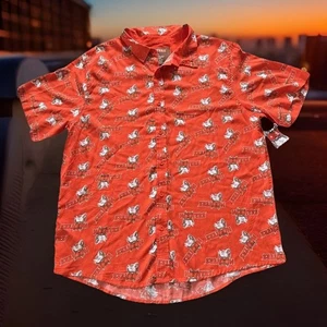 New Hooters Button Up Adult XL Shirt Orange Owls Halloween Party Statement - Picture 1 of 10