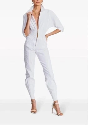 Macacão da moda designer RETROFETE ELLIS branco denim pequeno $595 - Imagem 1 de 4